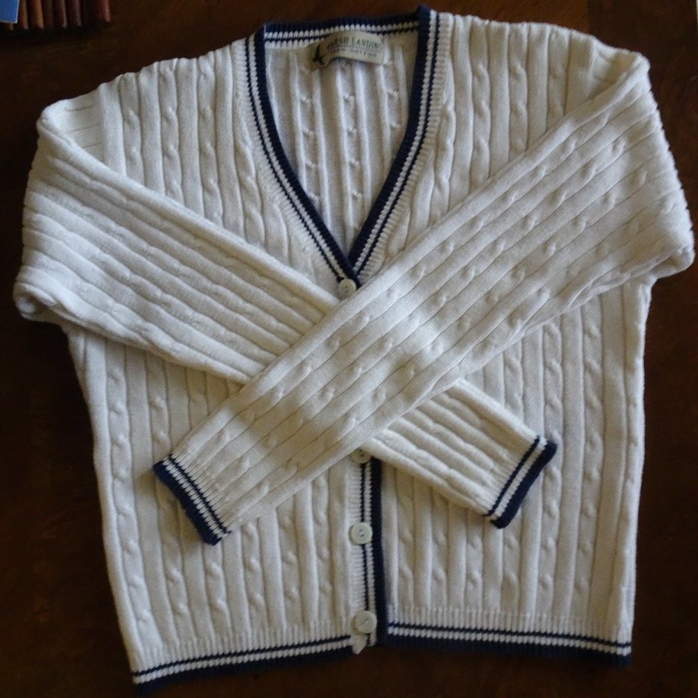 Vtg Marsh Landing White Preppy School Girl Sweater S